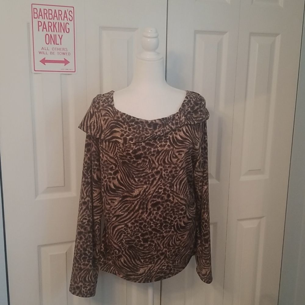 RAFAELLA Animal Print Blouse SZ Xlarge